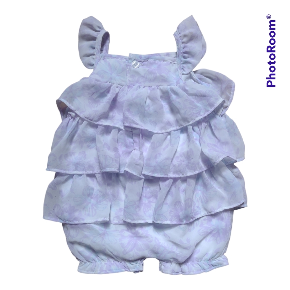 FAO Baby Girl's Chiffon Ruffled Romper Lavender Floral sz 3-6 Months - Picture 2 of 4